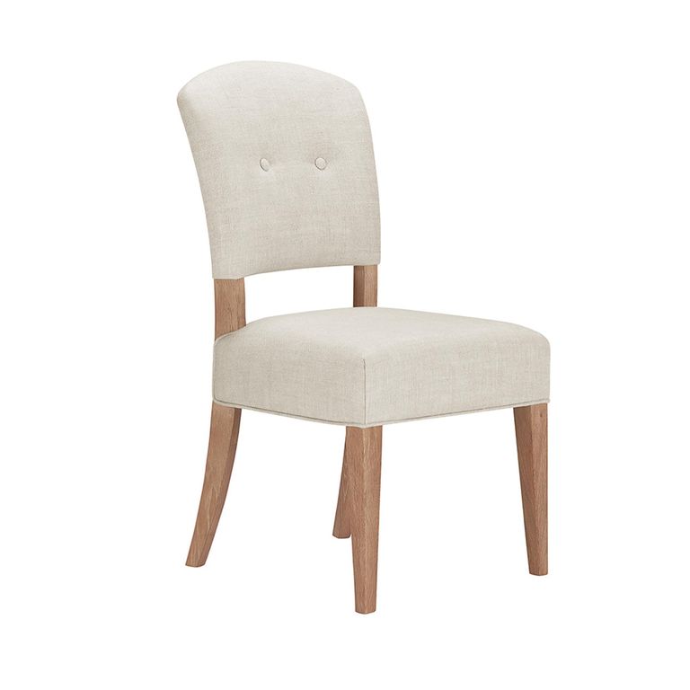 Cannes Dining Chair - Set of 2 - Round - Linen Fabric - Timber Wood