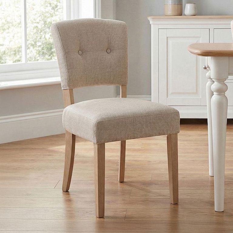 Alice Dining Chair - Set of 2 - Sand Fabric - Pale Legs