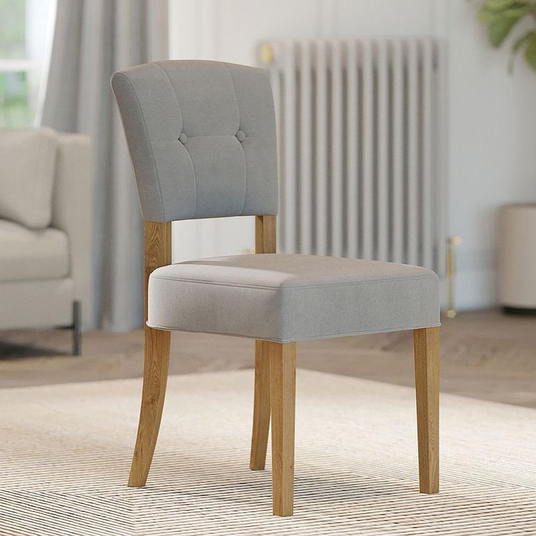 Alice Dining Chair - Set of 2 - Stone Fabric - Natural Legs