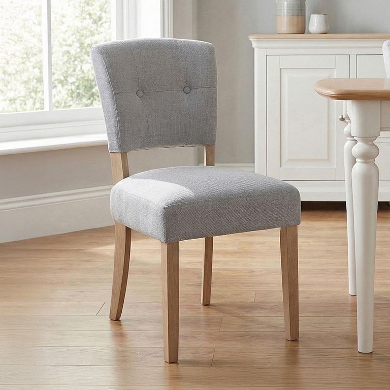 Alice Dining Chair - Set of 2 - Stone Fabric - Pale Legs