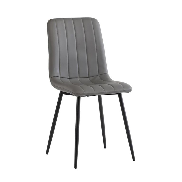 Dining Chair - Set of 4 - Grey Faux Leather