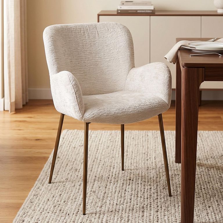 Amber Dining Armchair - Cream Fusion - Fabric and Metal