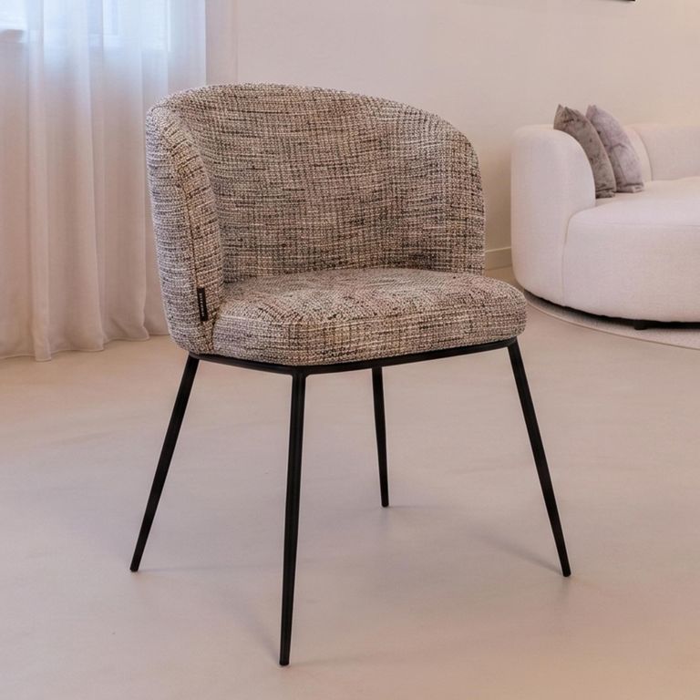 Elvi Dining Armchair - Set of 2 - Curved Back - Trendy Nature - Fabric and Metal