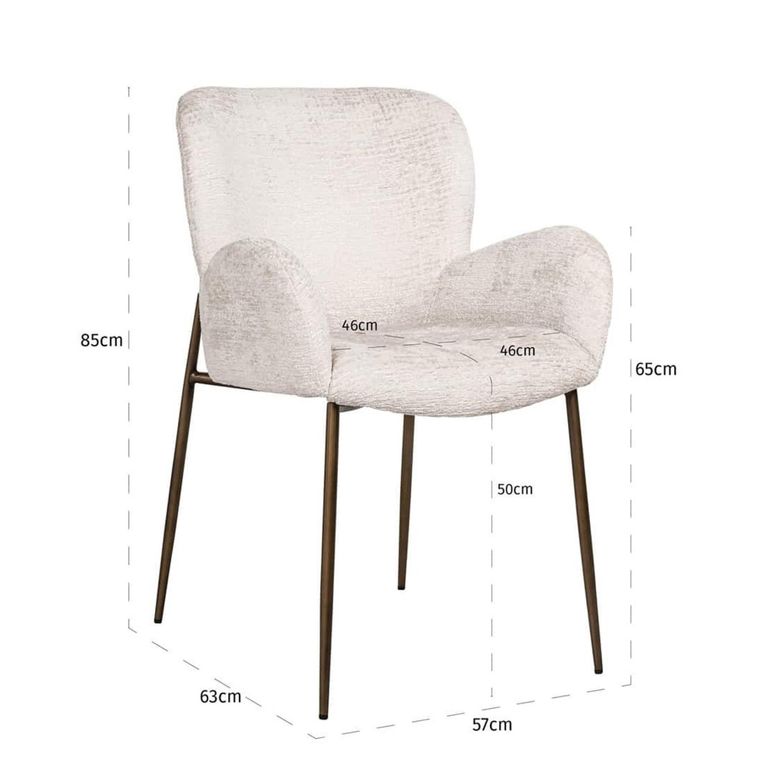 Amber Dining Armchair - Cream Fusion - Fabric and Metal