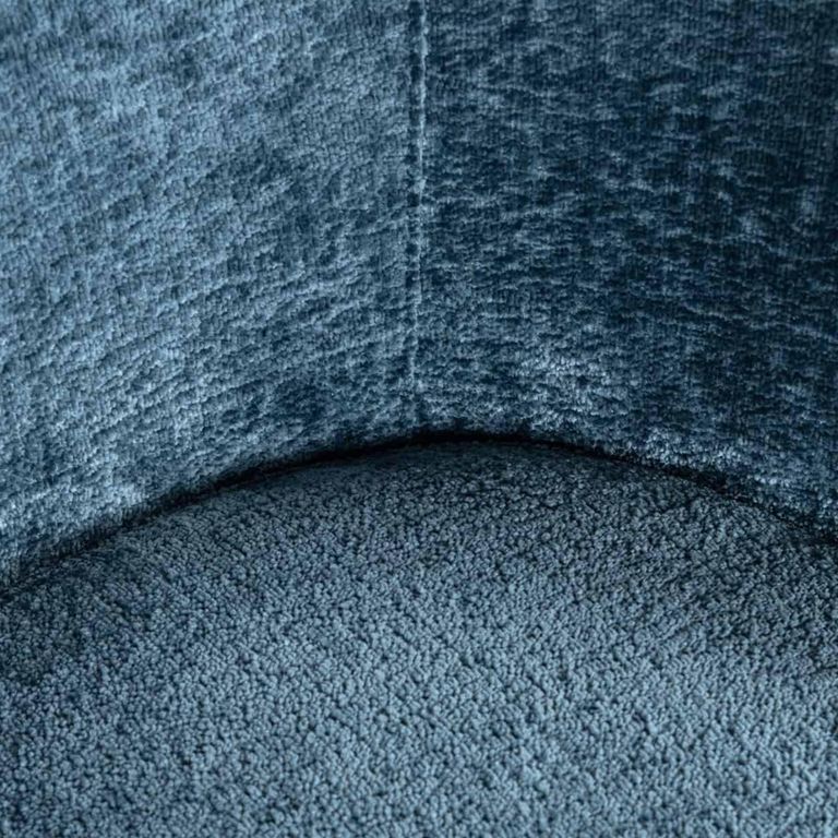 Amphara Dining Armchair - Curved Back - Blue Chenille - Fabric and Metal