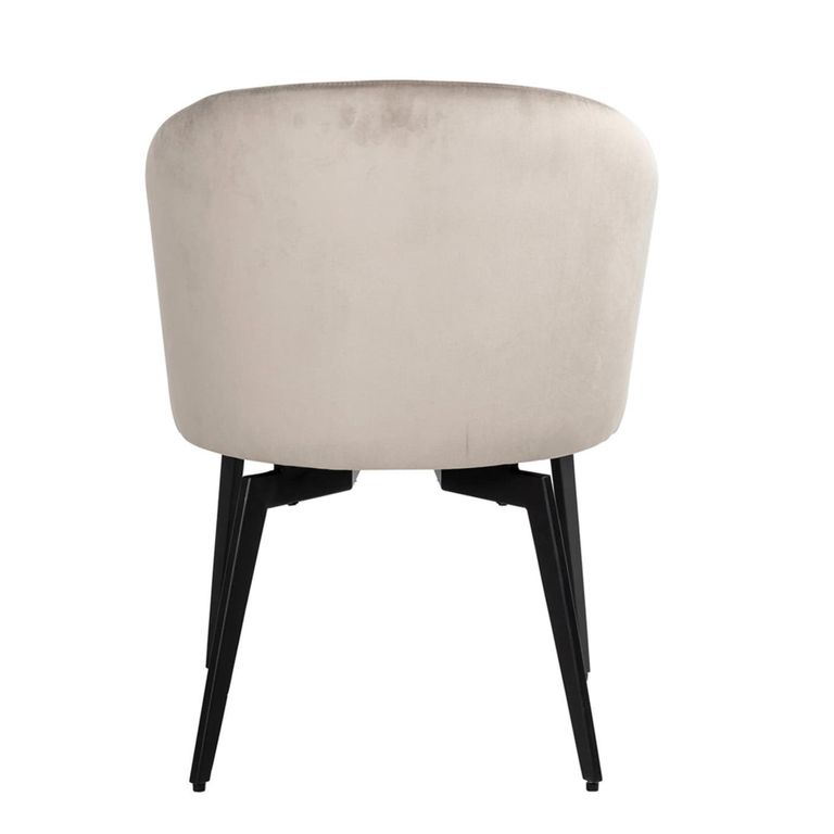 Amphara Dining Armchair - Curved Back - Sand Velvet - Fabric and Metal