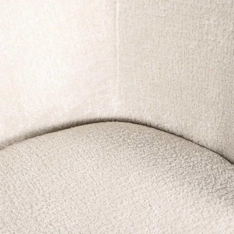 Amphara Dining Armchair - Curved Back - White Chenille - Fabric and Metal