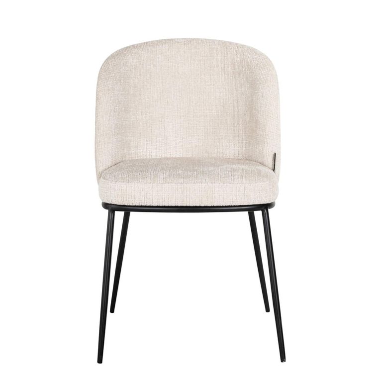 Elvi Dining Armchair - Set of 2 - Curved Back - Niagara Beige - Fabric and Metal