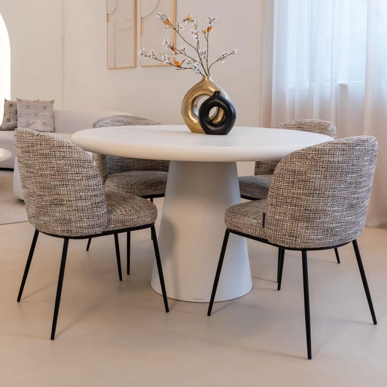 Elvi Dining Armchair - Set of 2 - Curved Back - Trendy Nature - Fabric and Metal