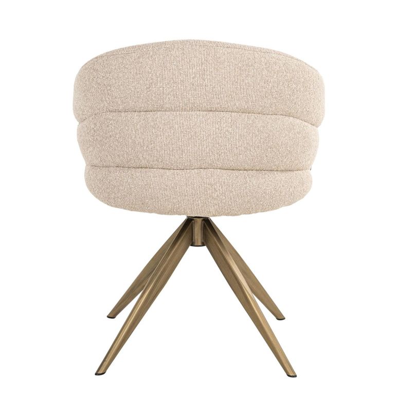Zendaya Swivel Dining Armchair - Biscotti and Gold - Fabric and Metal