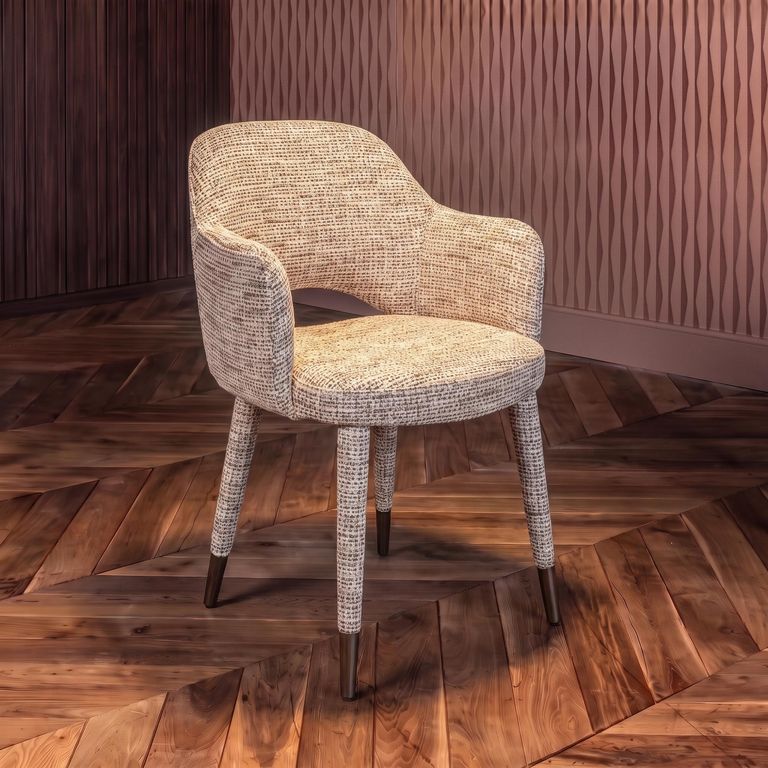 Donnatella Natural Fabric Dining Armchair