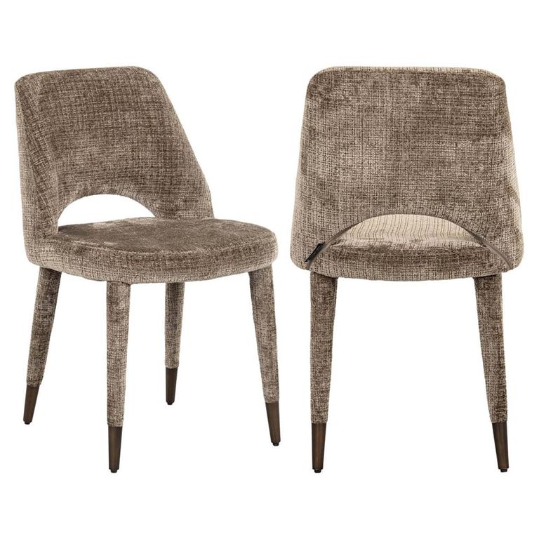 Cecilia Stone Chenille Fabric Dining Chair (Set of 2)
