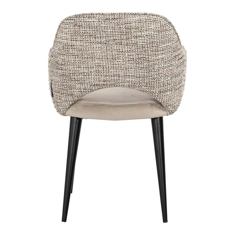 Giovanna Natural Khaki Fabric Dining Armchair with Black Legs