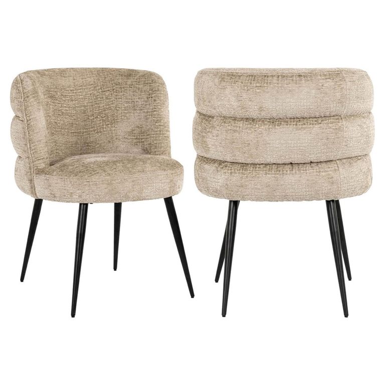 Stella Desert Fabric Dining Chair with Black Legs