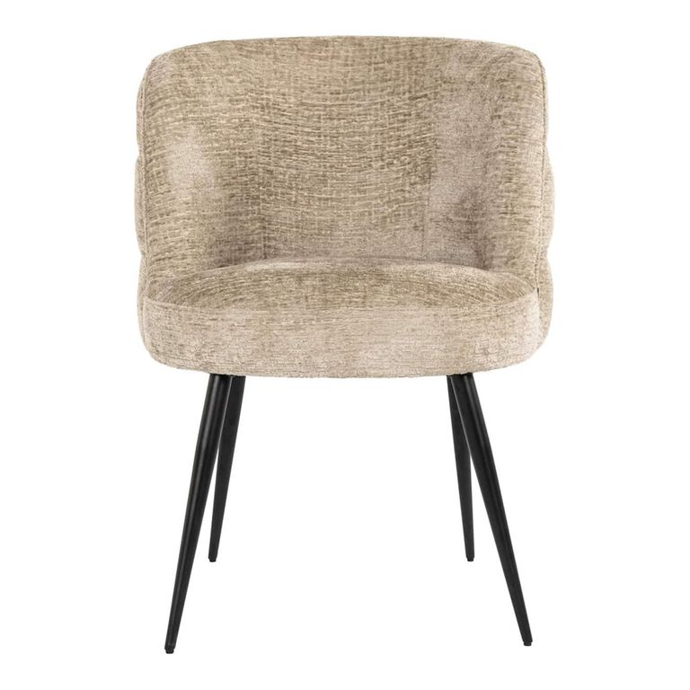 Stella Desert Fabric Dining Chair with Black Legs