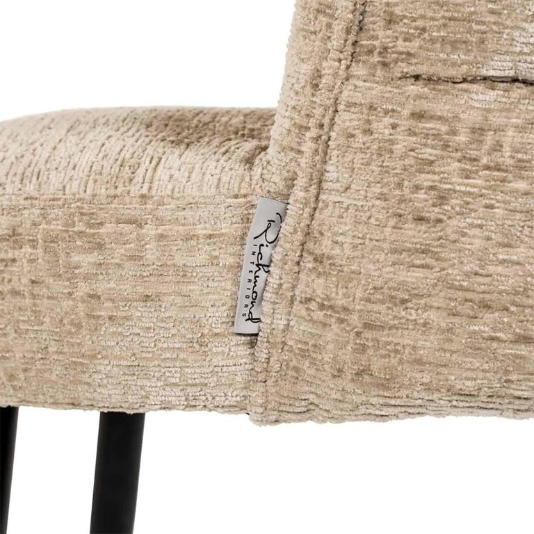 Stella Desert Fabric Dining Chair with Black Legs