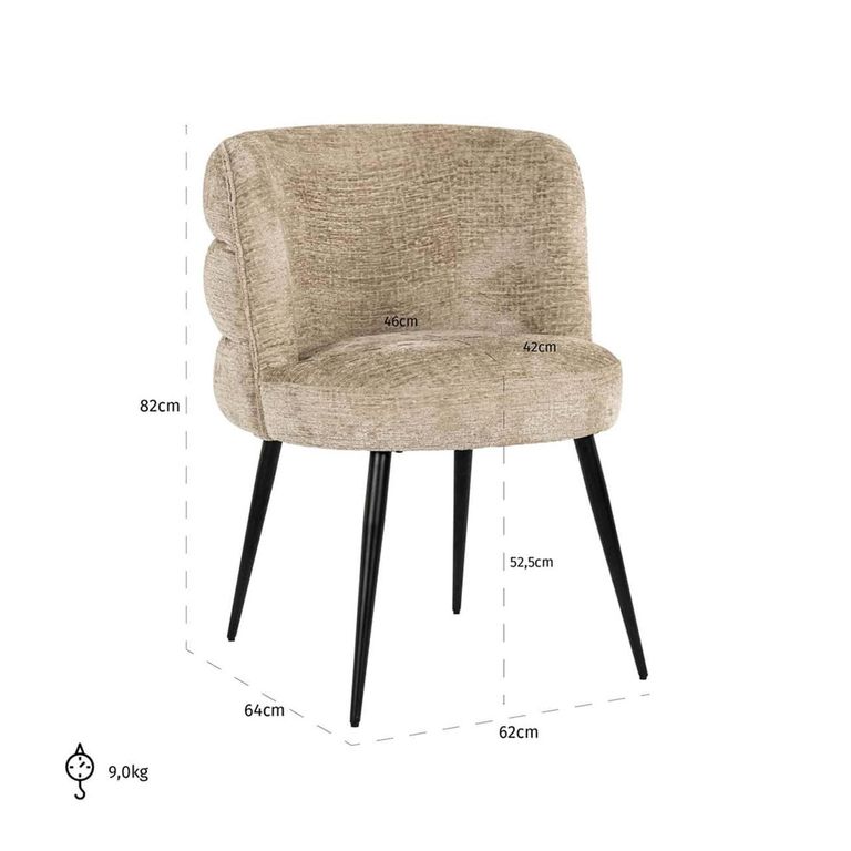 Stella Desert Fabric Dining Chair with Black Legs