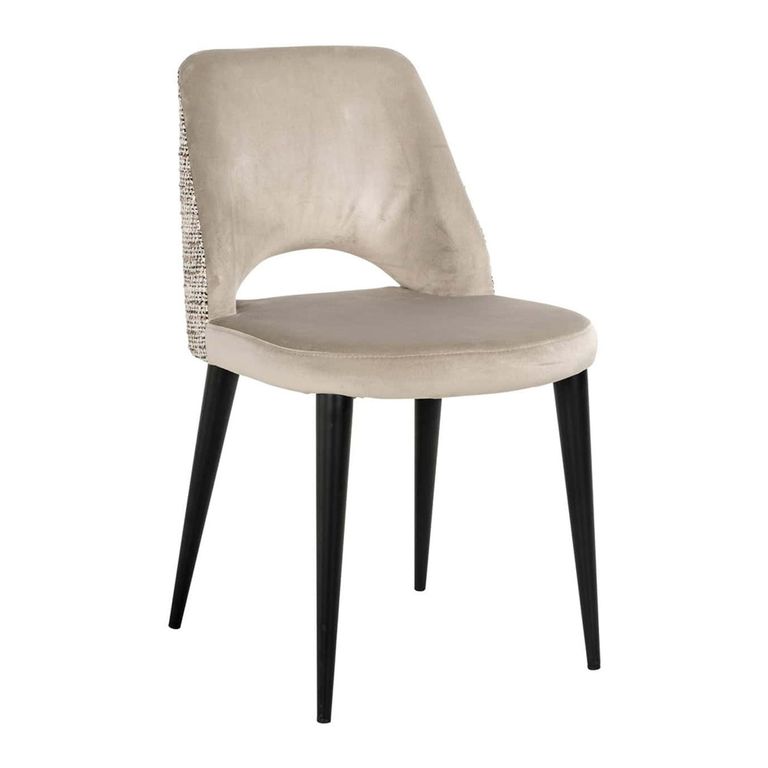 Tabitha Natural Khaki Fabric Dining Chair with Black Legs (Set of 2)