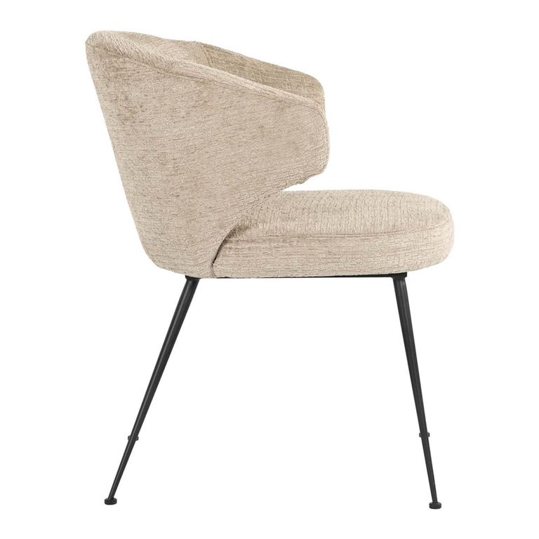 Xandra Desert Fabric Dining Chair with Black Legs