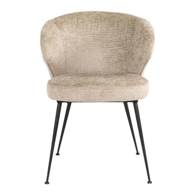 Xandra Desert Fabric Dining Chair with Black Legs