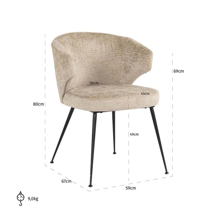 Xandra Desert Fabric Dining Chair with Black Legs