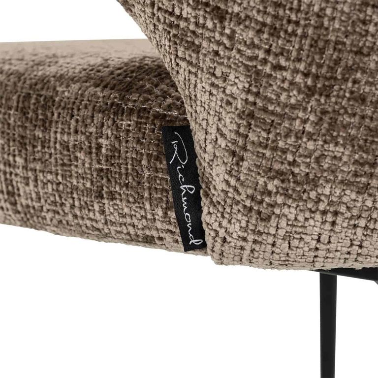 Xandra Stone Chenille Fabric Dining Chair with Black Legs