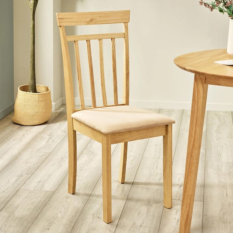 Coast Dining Chair - Set of 2 - Natural - Cream - Solid Wood and Fabric
