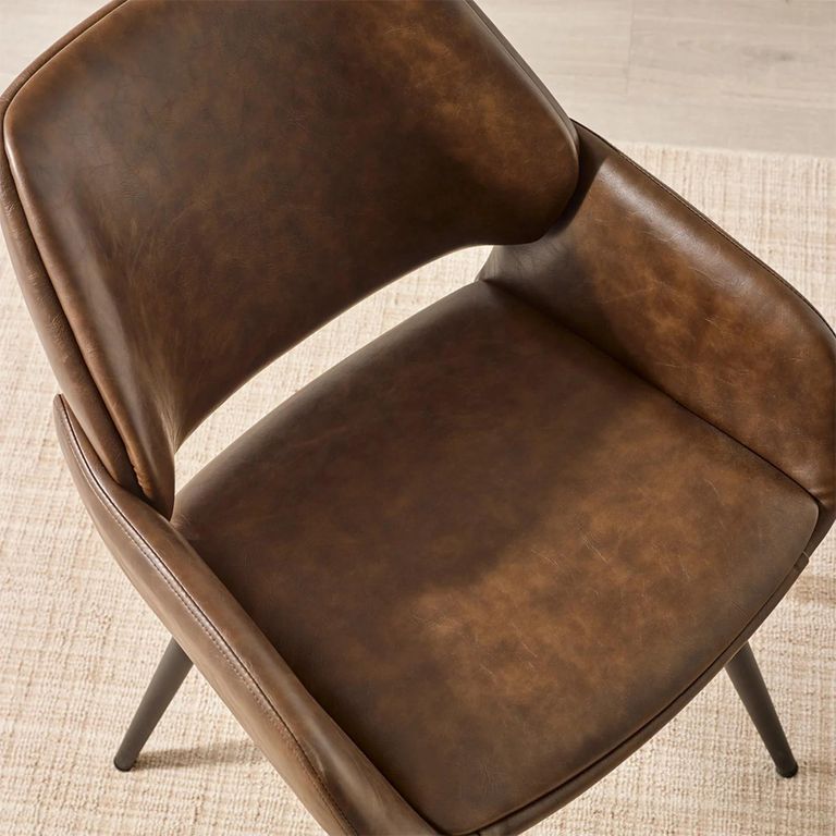 Parker Dining Chair - Set of 2 - Brown and Black - Faux Leather and Metal