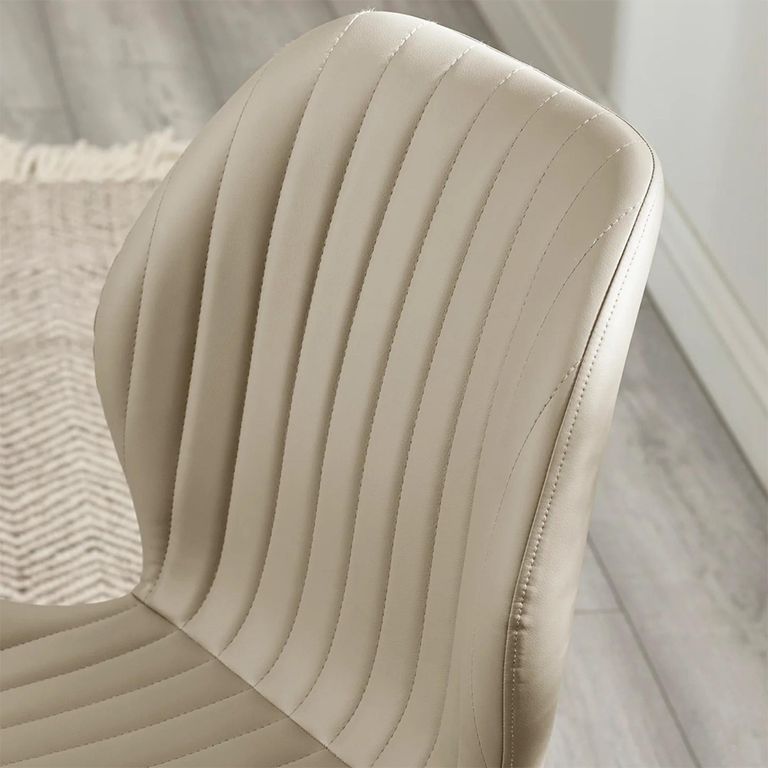 Morris Dining Chair - Set of 4 - Taupe and Black - Faux Leather and Metal