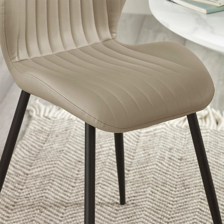 Morris Dining Chair - Set of 4 - Taupe and Black - Faux Leather and Metal