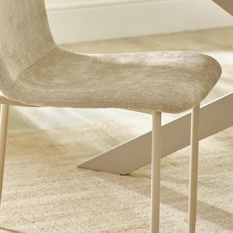Nora Dining Chair - Set of 4 - Cream Chenille - Fabric and Metal