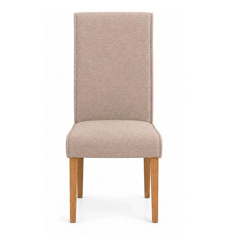 Valencia Dining Chair - Set of 2 - Cream Chenille and Natural - Fabric and Wood