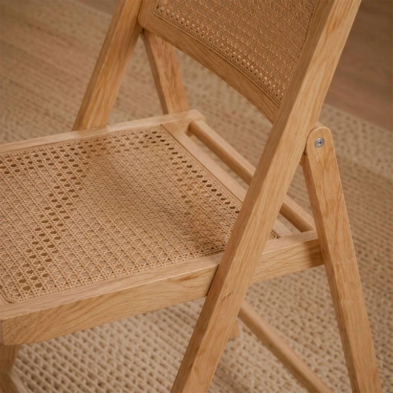 Elodie Folding Dining Chair - Set of 2 - Natural - Rattan and Solid Ash