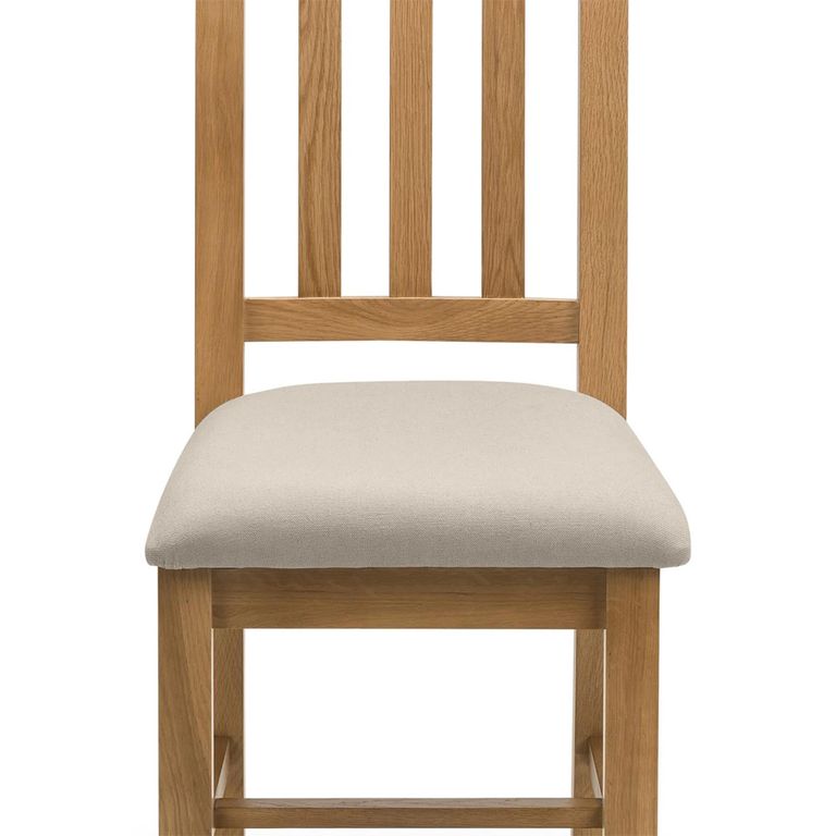 Hereford Dining Chair - Set of 2 - Slatted Back - Waxed and Taupe - Oak and Fabric