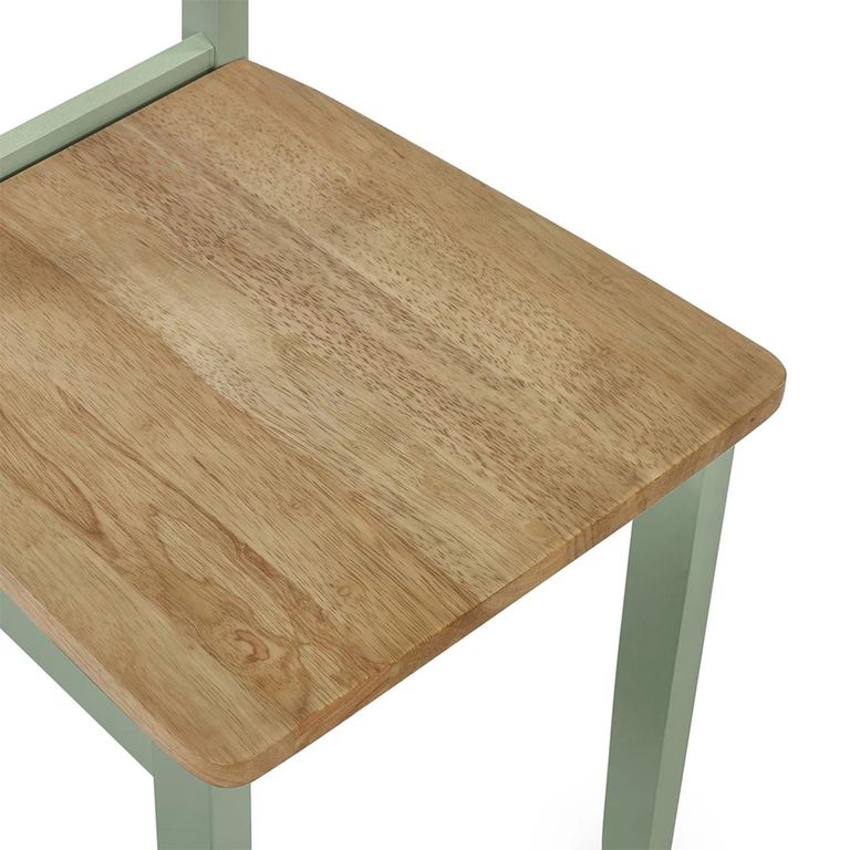 Linwood Dining Chair - Set of 2 - Natural and Sage Green Painted - Oak Effect