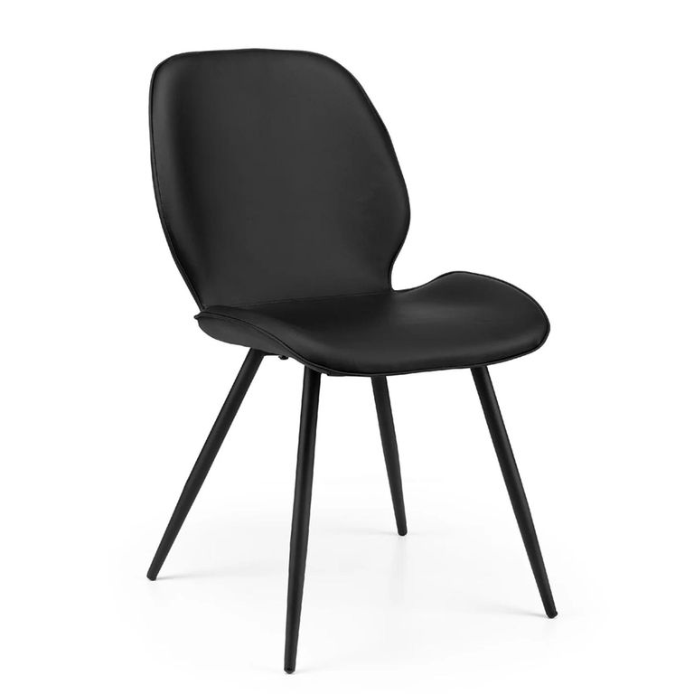 Otto Dining Chair - Set of 2 - Black - Faux Leather and Metal