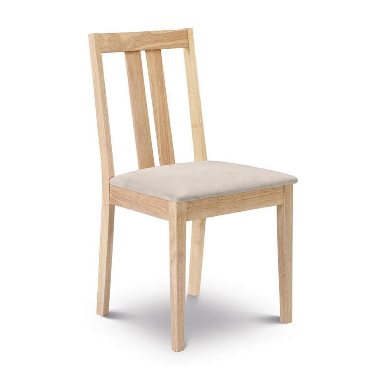 Rufford Dining Chair - Set of 2 - Natural and Beige - Wood and Fabric
