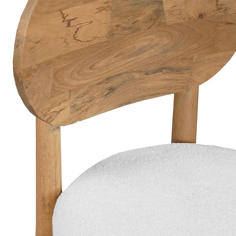 Austin Dining Chair - Set of 2 - Natural and Ivory - Mango Wood and Fabric