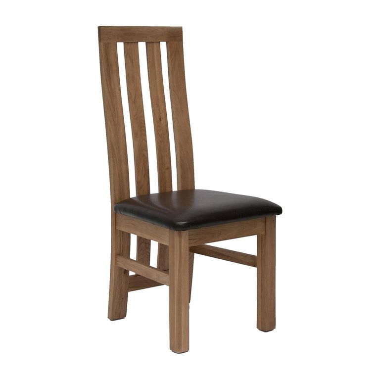 Paris Dining Chair - Set of 2 - Oak - Dark Brown Leather