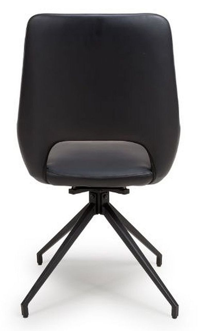 Ace Swivel Dining Chair - Set of 2 - Black Faux Leather