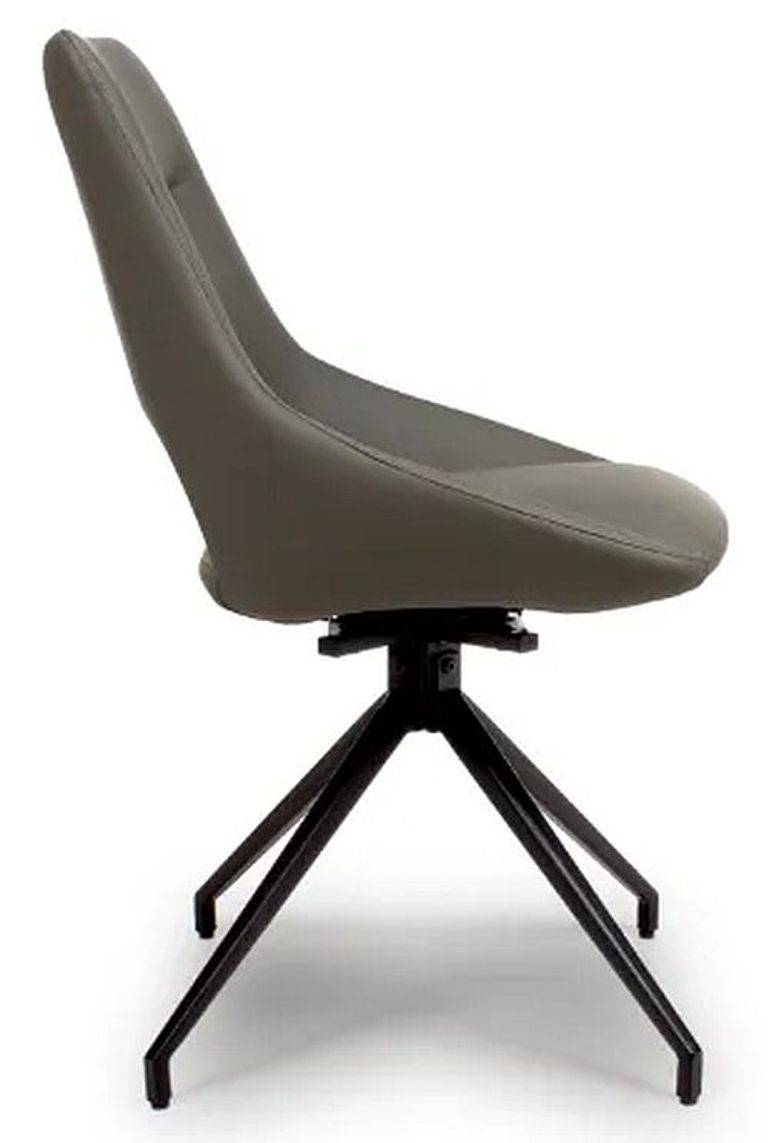 Ace Swivel Dining Chair - Set of 2 - Grey Faux Leather