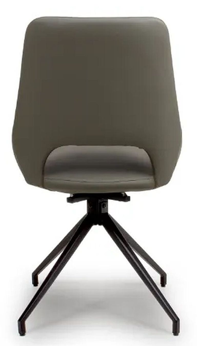 Ace Swivel Dining Chair - Set of 2 - Grey Faux Leather