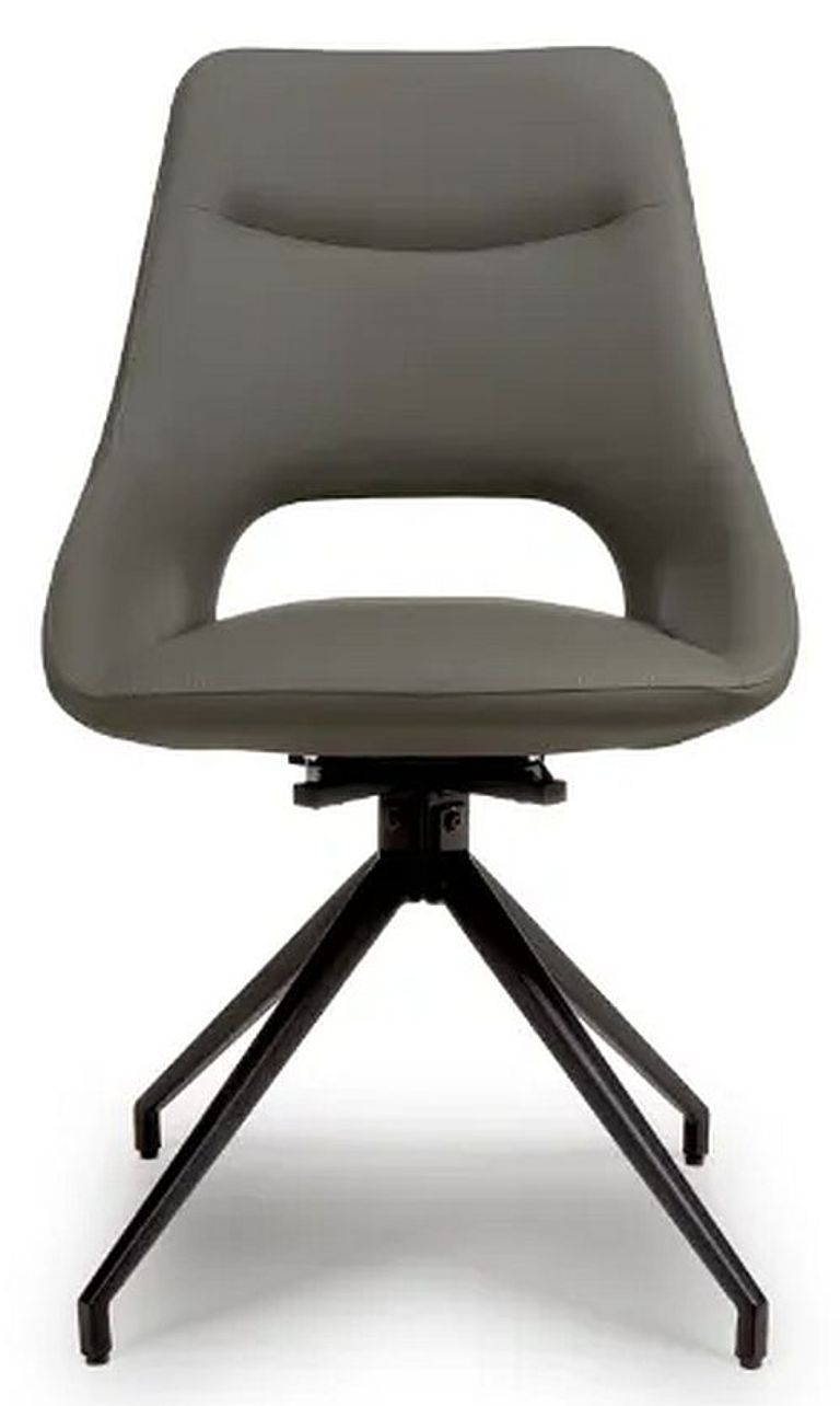 Ace Swivel Dining Chair - Set of 2 - Grey Faux Leather