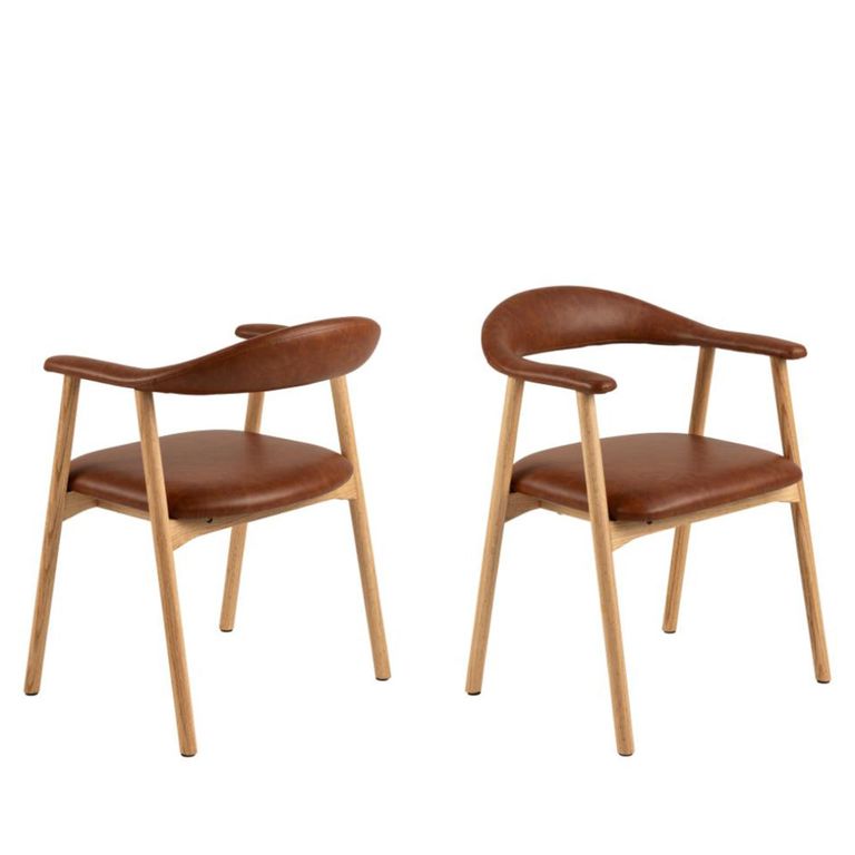 Addi Dining Armchair - Set of 2 - Brandy Faux Leather