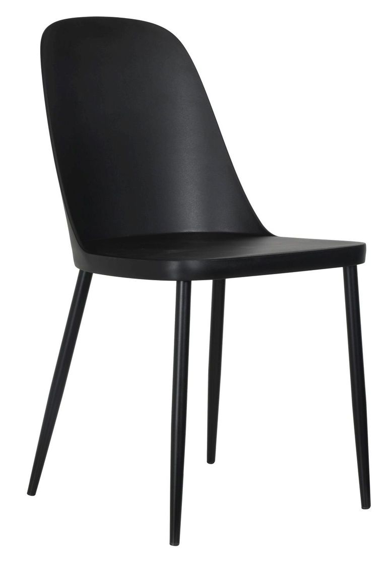 2 x Aspen Black Plastic Duo Dining Chair with Black Metal Legs