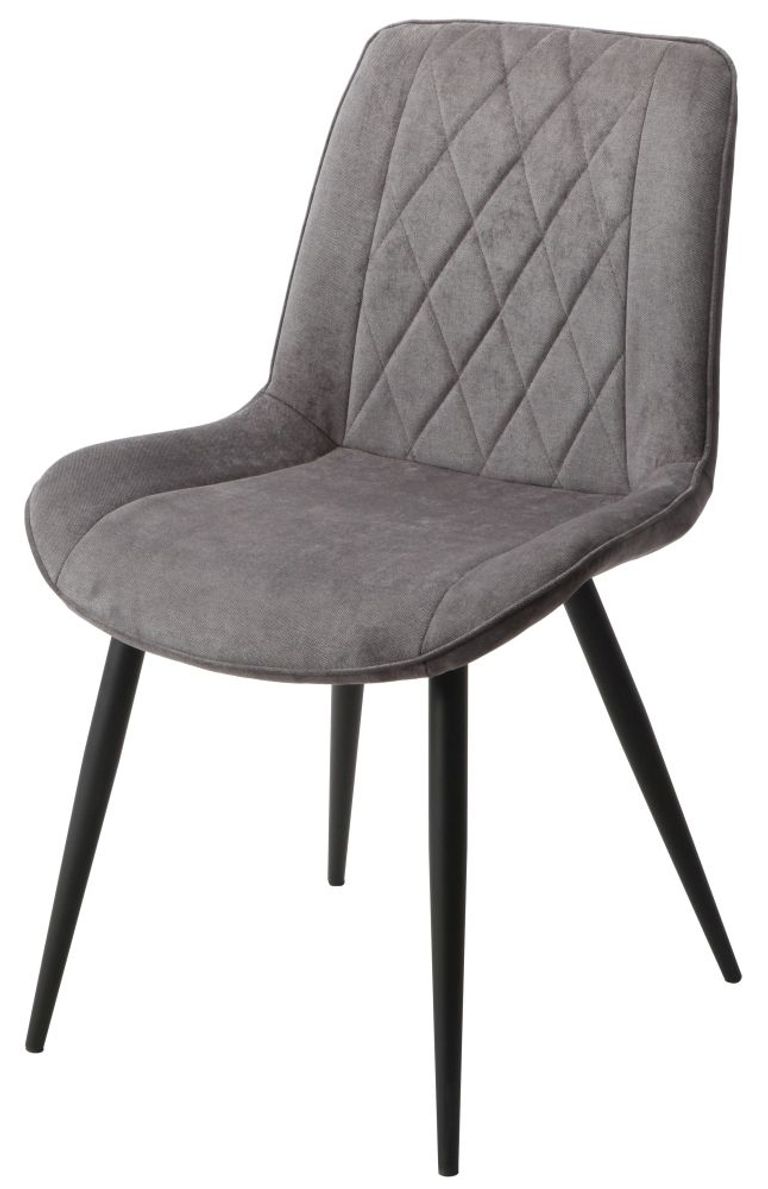 2 x Aspen Diamond Stitch Grey Fabric Dining Chair
