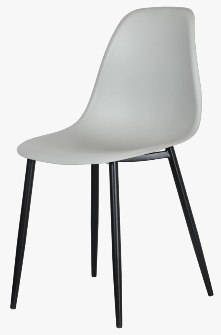 2 x Aspen Light Grey Plastic Curve Dining Chair with Black Metal Legs