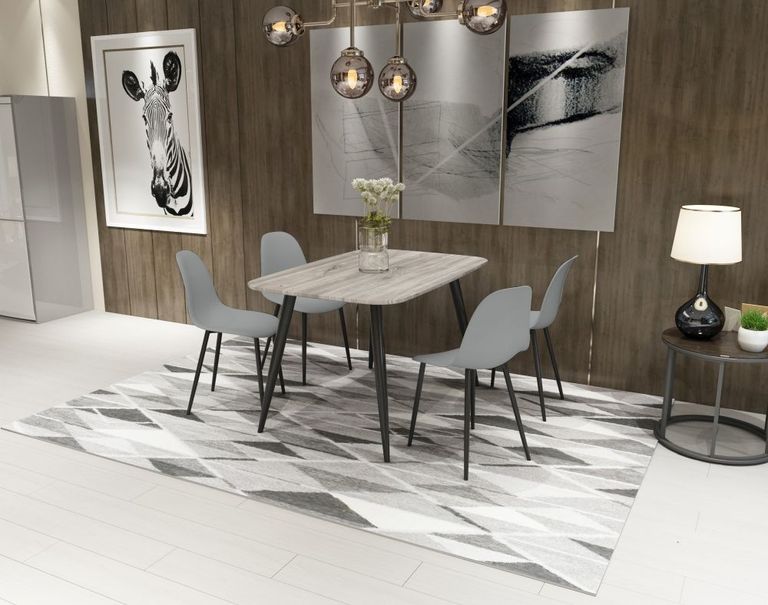 2 x Aspen Light Grey Plastic Duo Dining Chair with Black Metal Legs