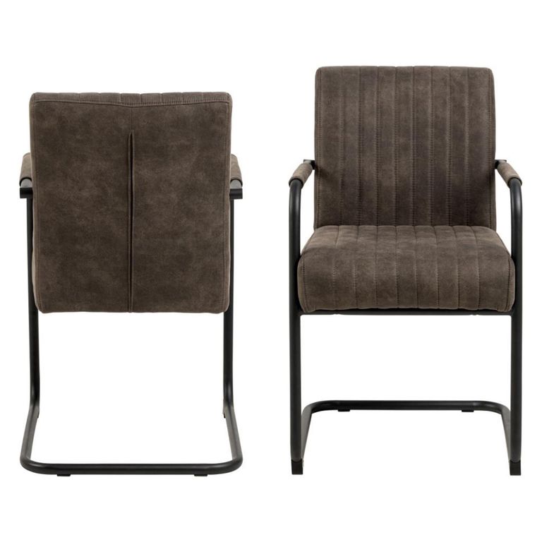 Adele Cantilever Dining Armchair - Set of 2 - Anthracite Fabric