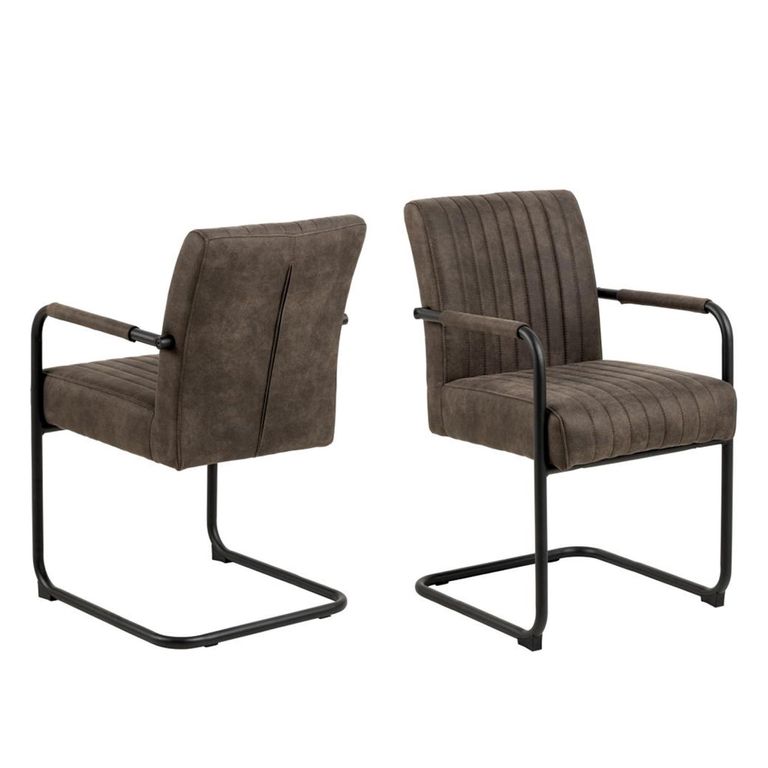Adele Cantilever Dining Armchair - Set of 2 - Anthracite Fabric